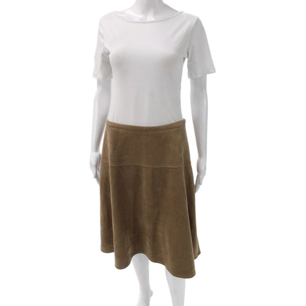 Paniz Women A-Line Brown Knee Length Skirt Zip Closure Size 8